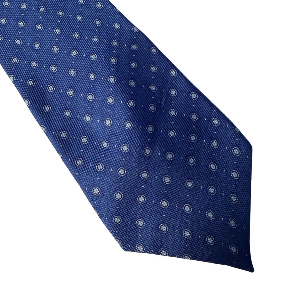Nautica Silk Necktie Mens One Size Blue Geometric Circle